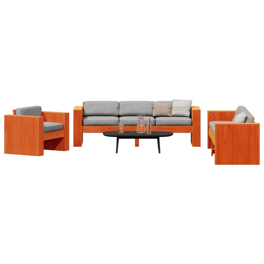 vidaXL 2-delige Loungeset massief grenenhout wasbruin afbeelding