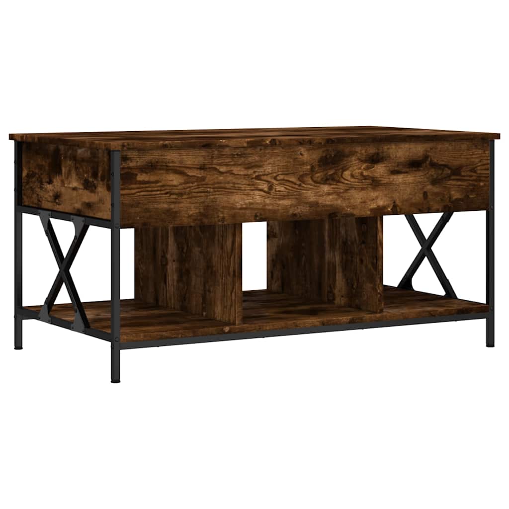 vidaXL Konferenční stolek kouřový dub 100 x 55 x 50 cm kompozit a kov