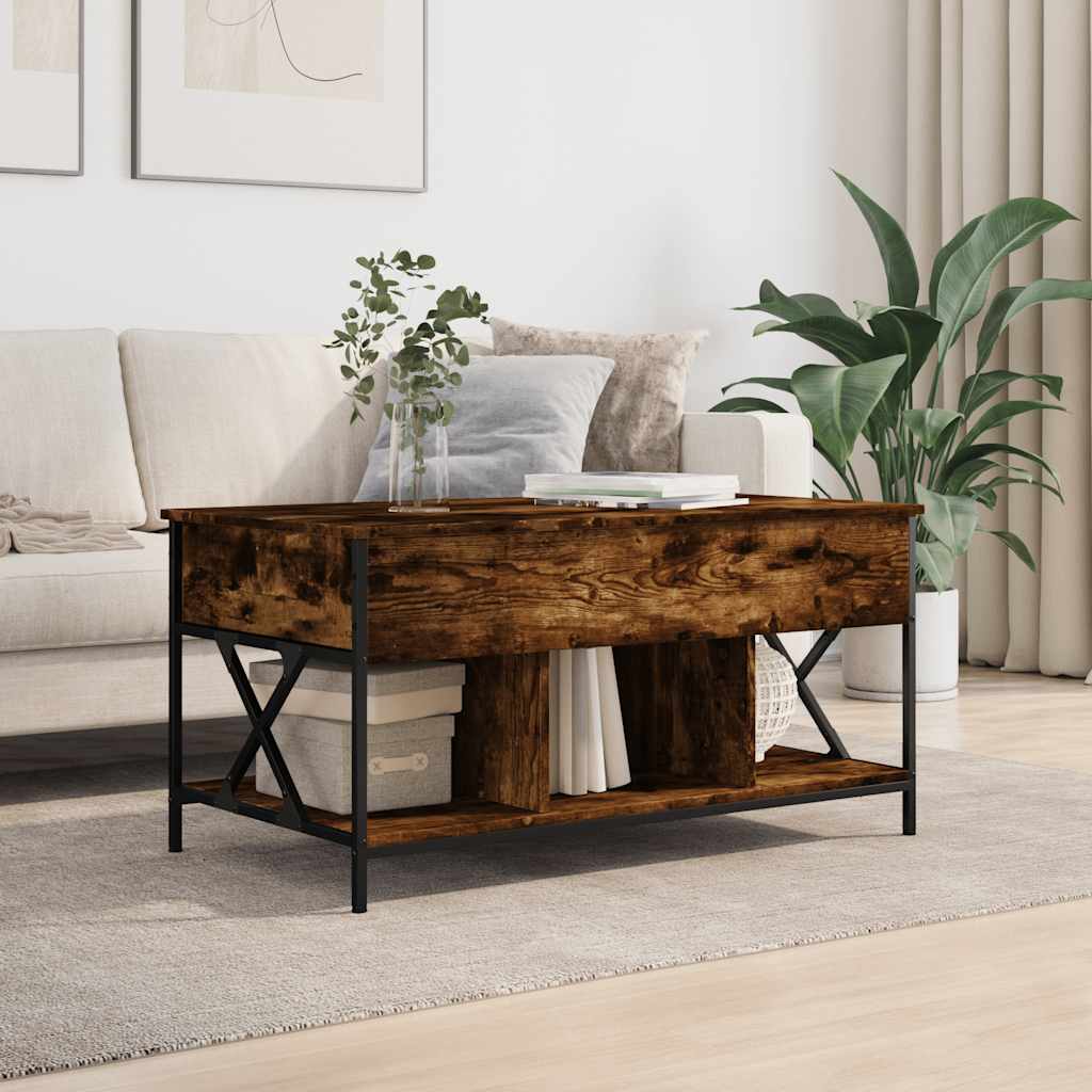vidaXL Salontafel 100x55x50 cm bewerkt hout en metaal gerookt eiken