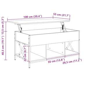 Konferenční stolek kouřový dub 100 x 55 x 50 cm kompozit a kov - obrázek 11