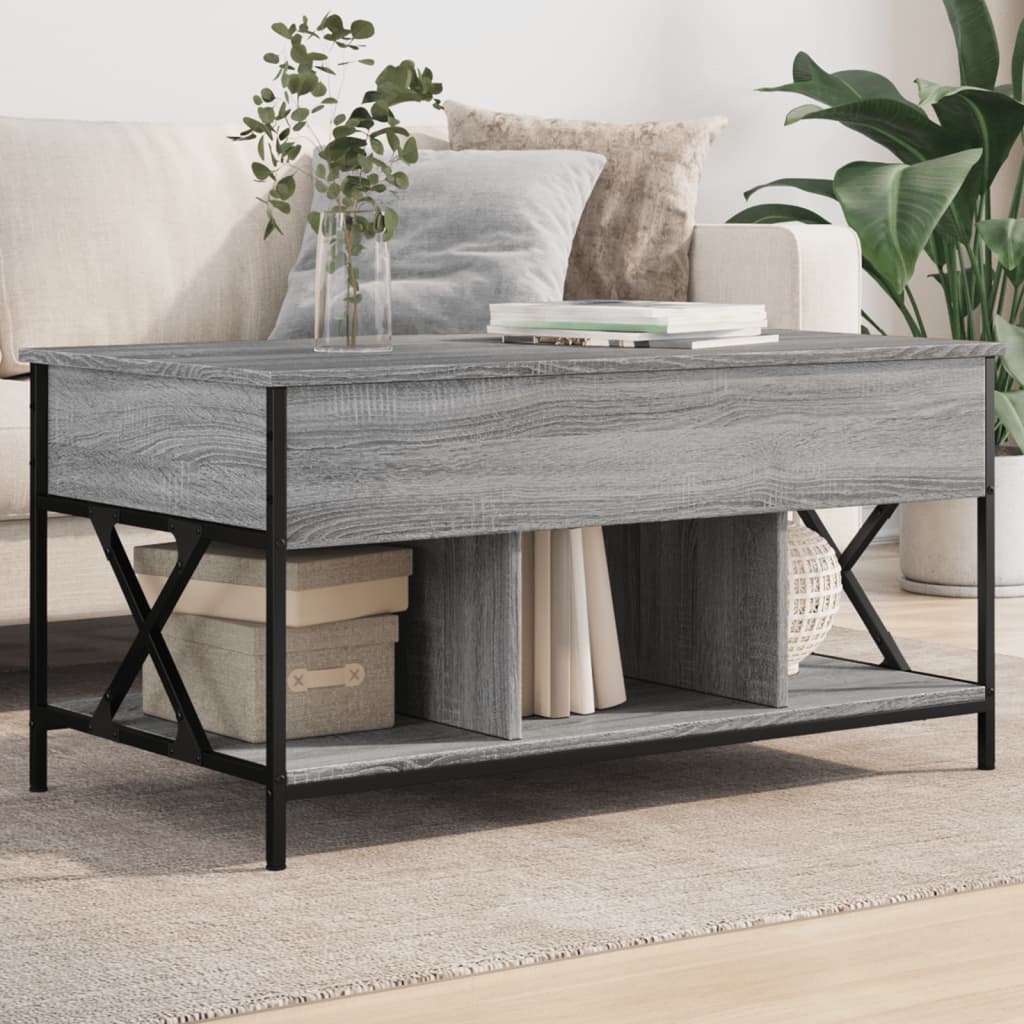 Couchtisch Grau Sonoma 100x55x50 cm Holzwerkstoff und Metall