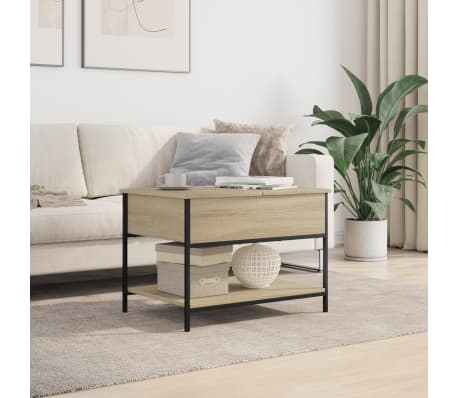 vidaXL Кафе маса, сонома дъб, 70x50x50 см, инженерно дърво и метал