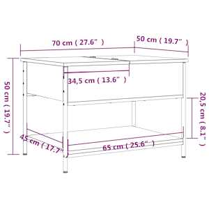 Konferenční stolek kouřový dub 70 x 50 x 50 cm kompozit a kov - obrázek 11
