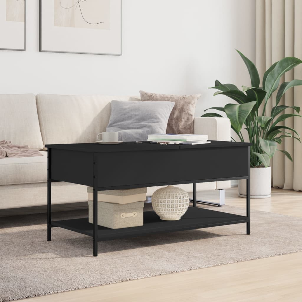 vidaXL Salontafel 100x50x50 cm bewerkt hout en metaal zwart afbeelding