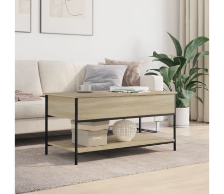 vidaXL Table basse ch&ecirc;ne sonoma 100x50x50cm bois d'ing&eacute;nierie et m&eacute;tal