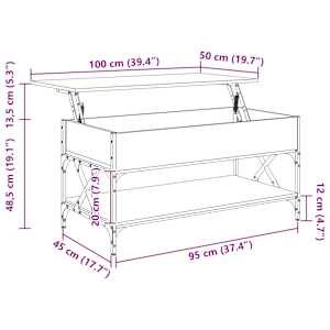 Konferenční stolek kouřový dub 100 x 50 x 50 cm kompozit a kov - obrázek 11