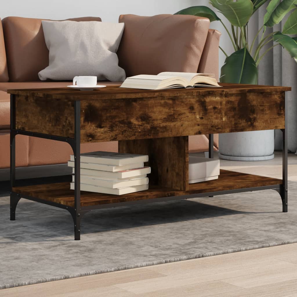 vidaXL sofabord 100x50x50 cm konstrueret træ og metal røget eg