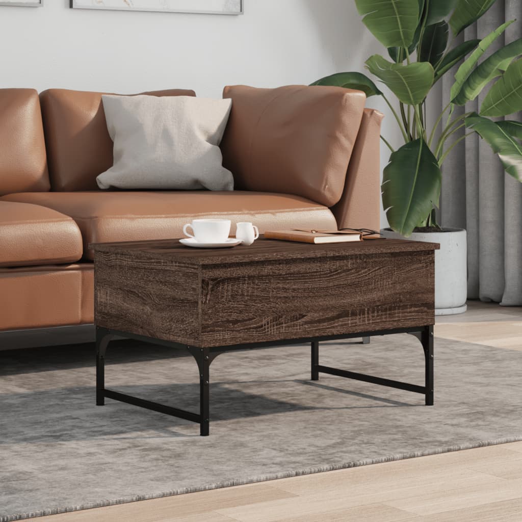 vidaXL barna tölgy színű szerelt fa és fém dohányzóasztal 70x50x40 cm