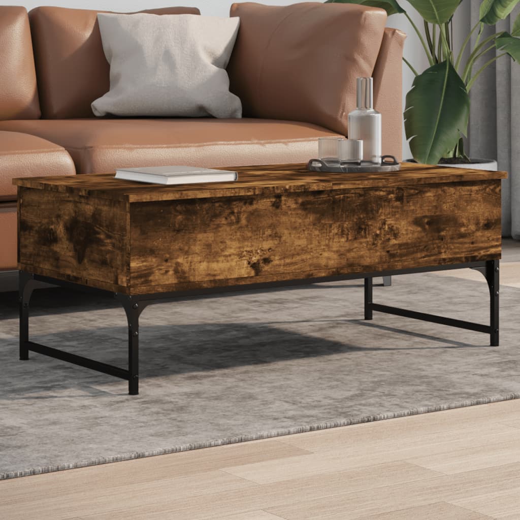 vidaXL sofabord 100x50x40 cm konstrueret træ og metal røget eg