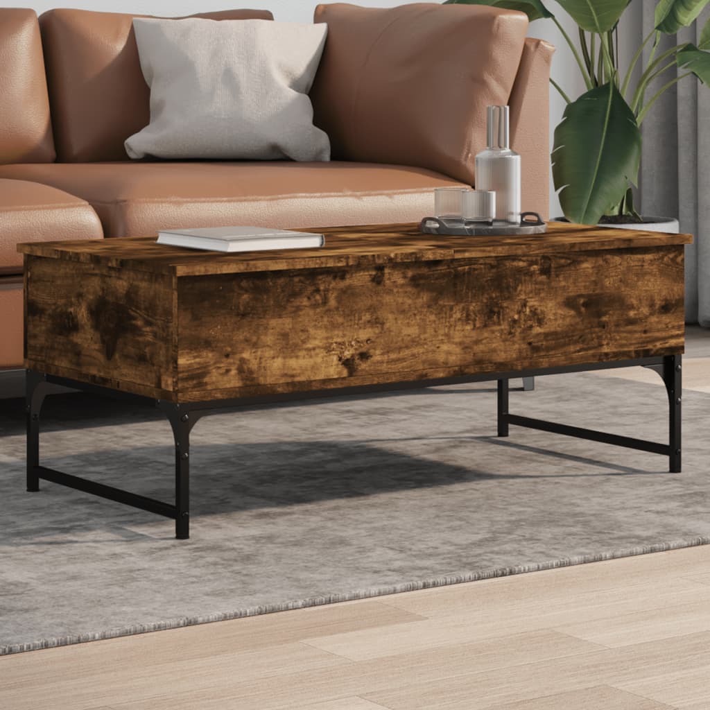 vidaXL Couchtisch Räuchereiche 100x50x40 cm Holzwerkstoff und Metall