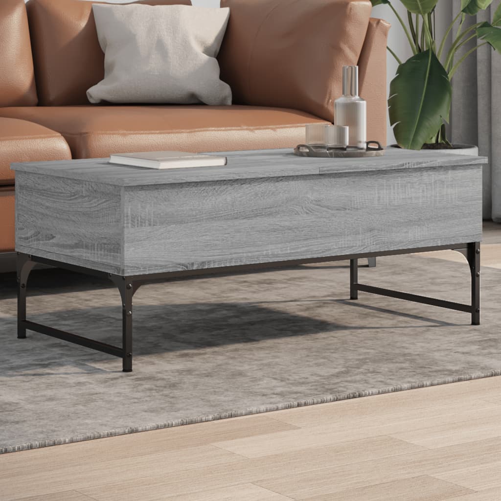 vidaXL sofabord 100x50x40 cm konstrueret træ og metal grå sonoma-eg