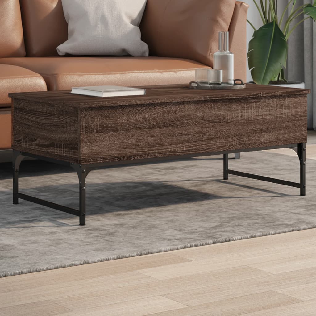 vidaXL sofabord 100x50x40 cm konstrueret træ og metal brunt eg