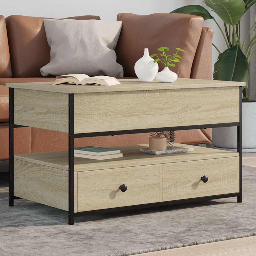 vidaXL Măsuță de cafea stejar sonoma 85x50x50 cm lemn prelucrat/metal