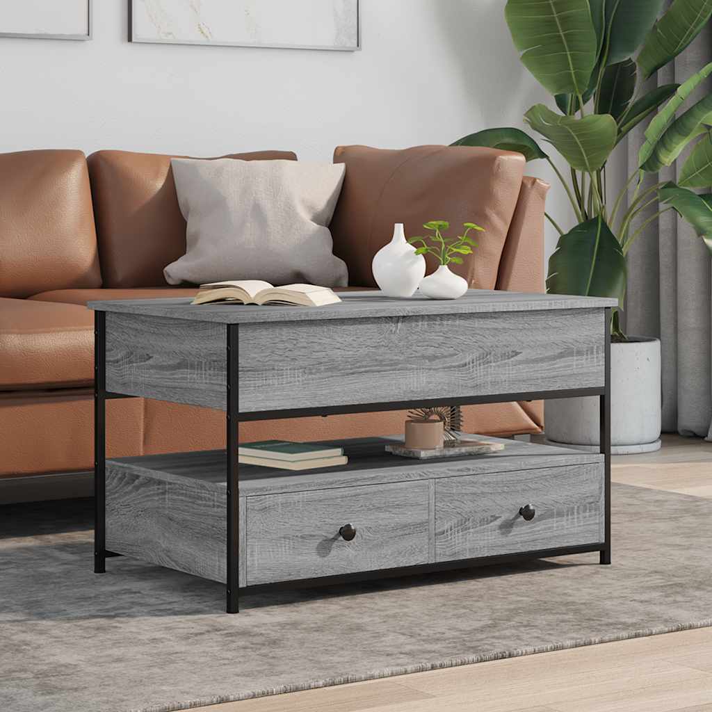 vidaXL Salontafel 85x50x50 cm bewerkt hout en metaal grijs sonoma