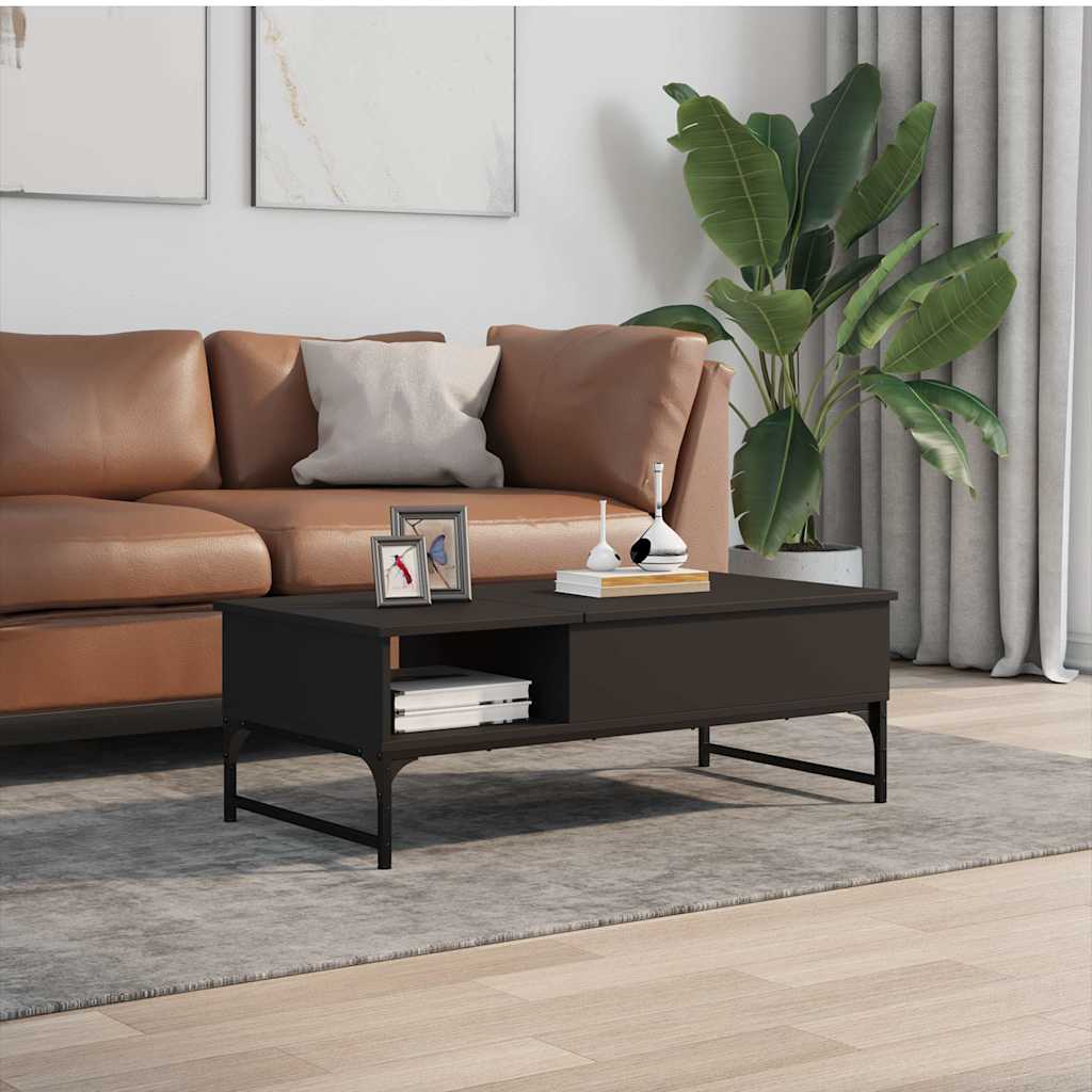 vidaXL Salontafel 100x50x35 cm bewerkt hout en metaal zwart afbeelding