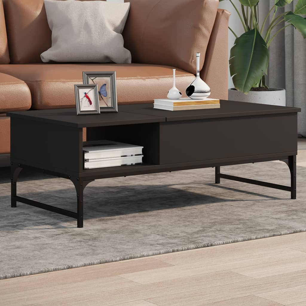 vidaXL sofabord 100x50x35 cm massivt konstrueret træ og metal sort