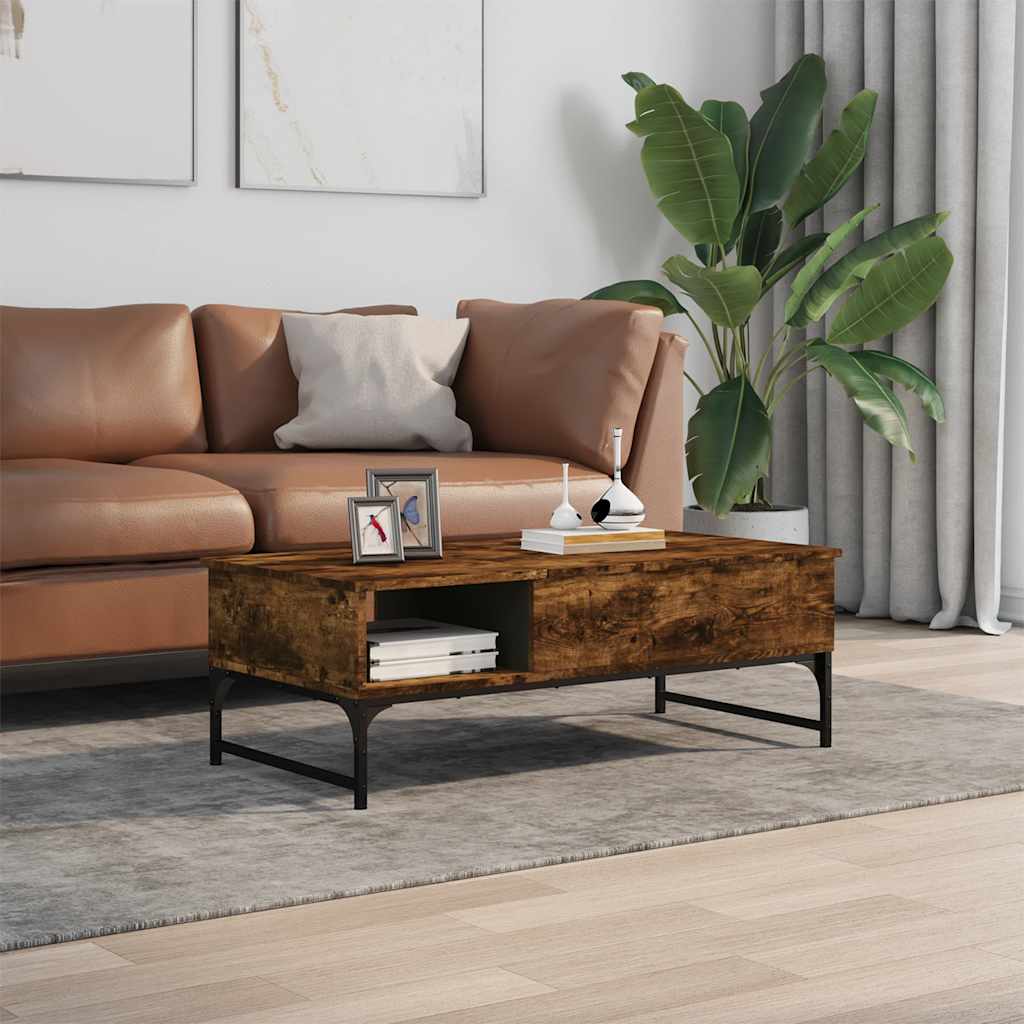 Thumbnail - vidaXL Couchtisch Räuchereiche 100x50x35 cm Holzwerkstoff und Metall