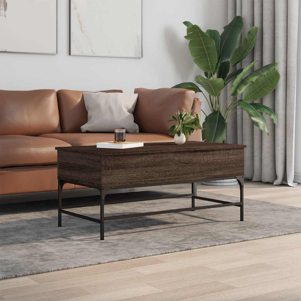 Thumbnail - vidaXL Couchtisch Braun Eichen-Optik 100x50x45 cm Holzwerkstoff Metall