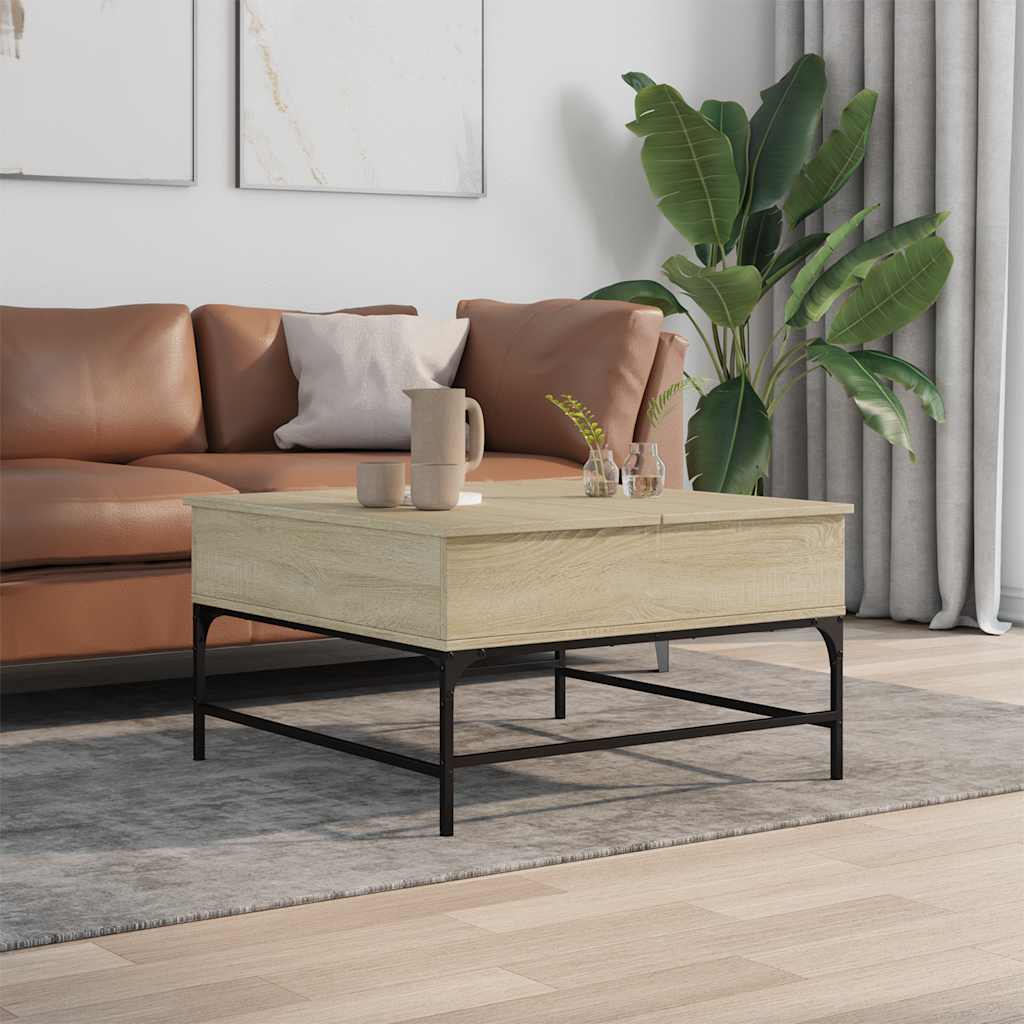 Thumbnail - vidaXL Couchtisch Sonoma-Eiche 80x80x45 cm Holzwerkstoff und Metall