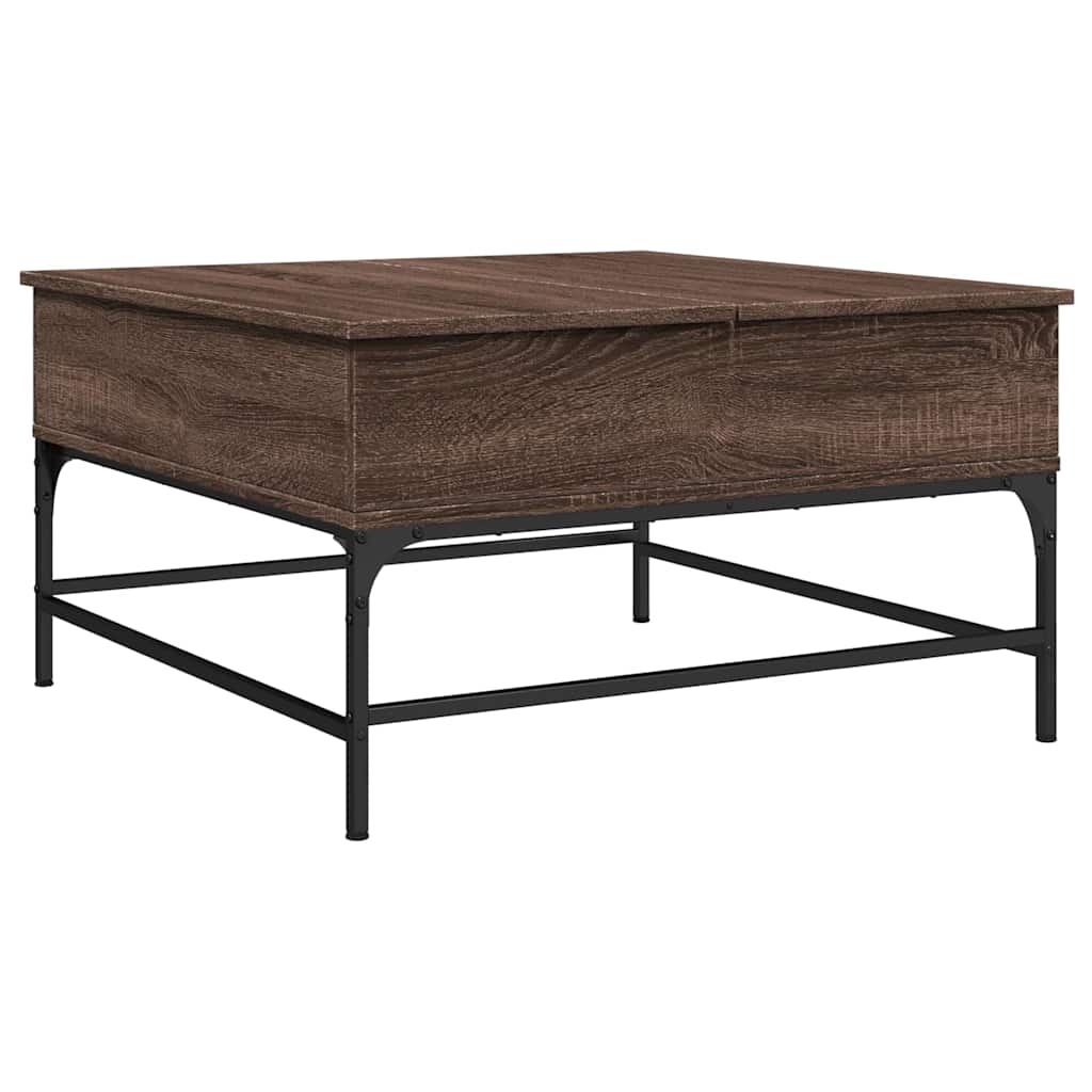 vidaXL Konferenční stolek hnědý dub 80x80x45 cm kompozitní dřevo a kov