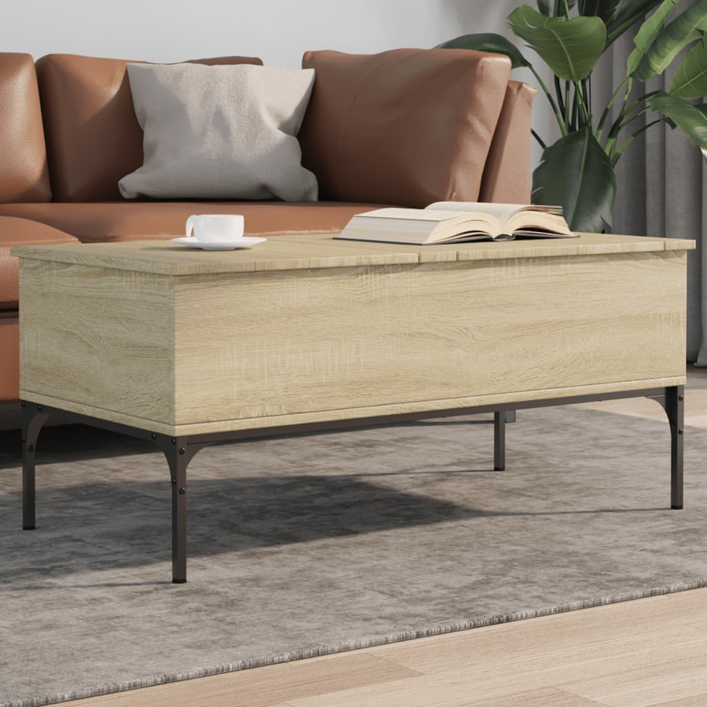 vidaXL sofabord 100x50x45 cm konstrueret træ og metal sonoma-eg