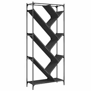 vidaXL raamatualus, must, 79 x 30 x 180 cm, tehispuit ja metall