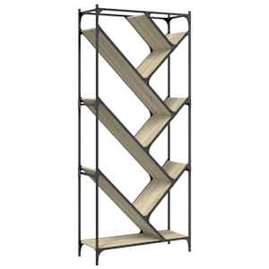 vidaXL raamatualus, Sonoma tamm, 79 x 30 x 180 cm, tehispuit ja metall