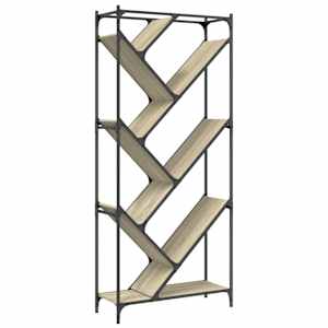 Knihovna dub sonoma 79 x 30 x 180 cm kompozitní dřevo a kov - obrázek 7