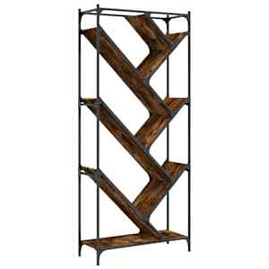 vidaXL raamatualus, suitsutamm, 79 x 30 x 180 cm, tehispuit ja metall