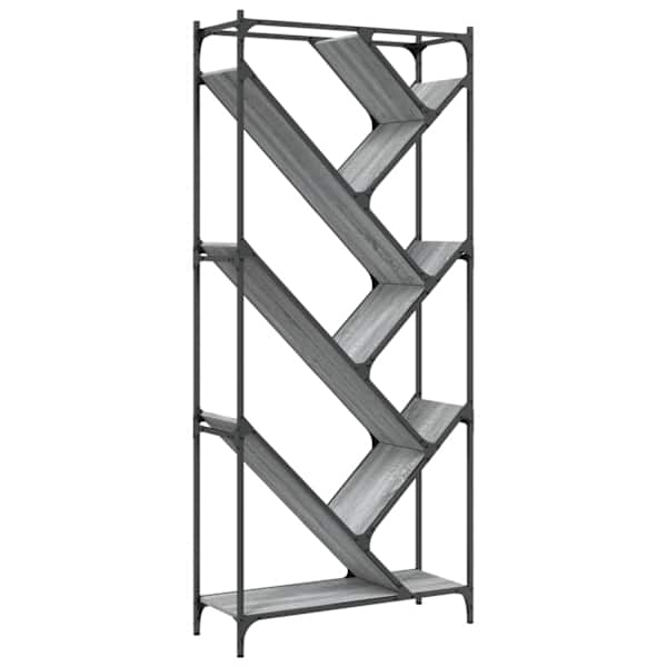 vidaXL raamatualus, hall Sonoma, 79 x 30 x 180 cm, tehispuit ja metall