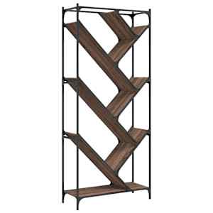vidaXL raamatualus, pruun tamm, 79 x 30 x 180 cm, tehispuit ja metall