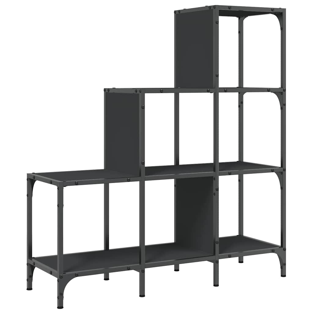 E-shop vidaXL Knižnica, čierna 92x30x102 cm, kompozitné drevo a kov