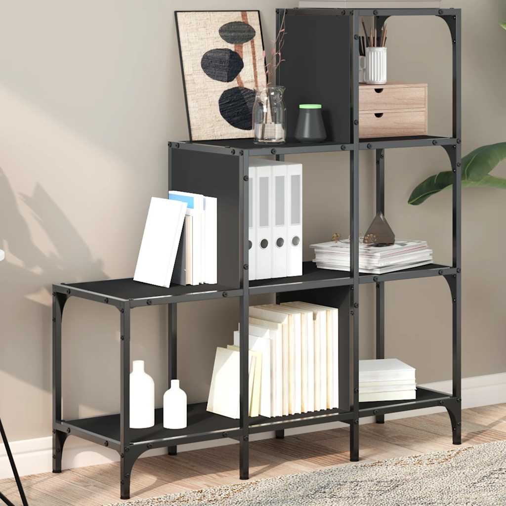vidaXL Bibliotecă, negru, 92x30x102 cm, lemn prelucrat și metal