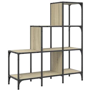 Knihovna dub sonoma 92 x 30 x 102 cm kompozitní dřevo a kov - obrázek 2