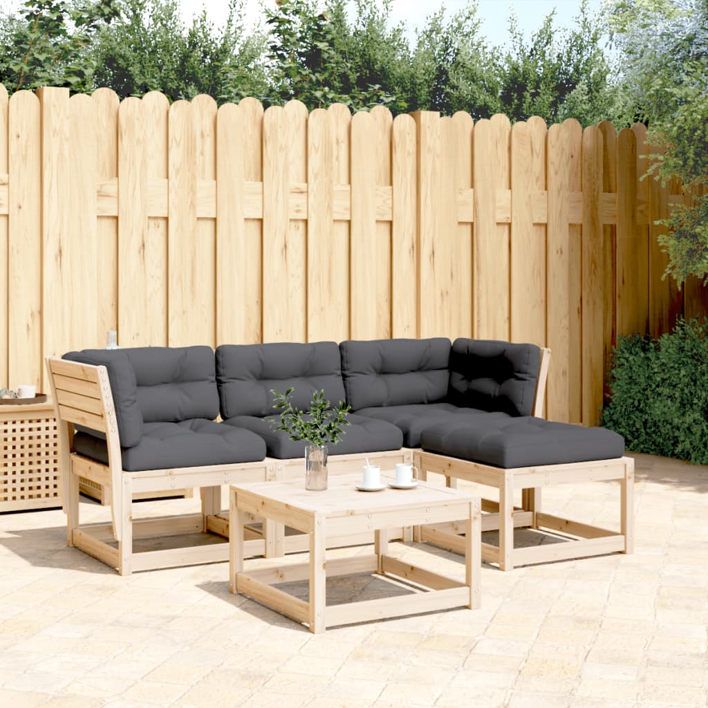 vidaXL 4-tlg. Garten-Lounge-Set mit Kissen Massivholz Kiefer