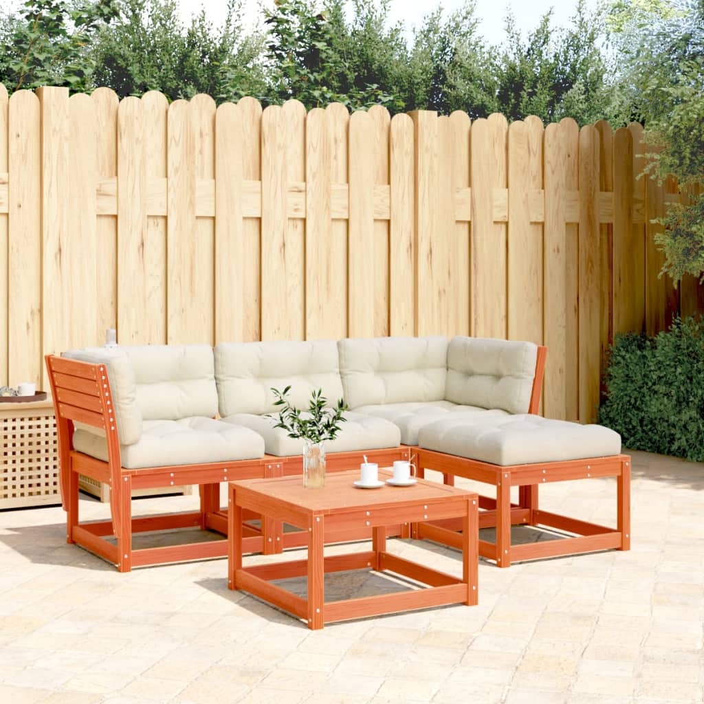 vidaXL 4tlg. Garten-Lounge-Set mit Kissen Wachsbraun Massivholz Kiefer