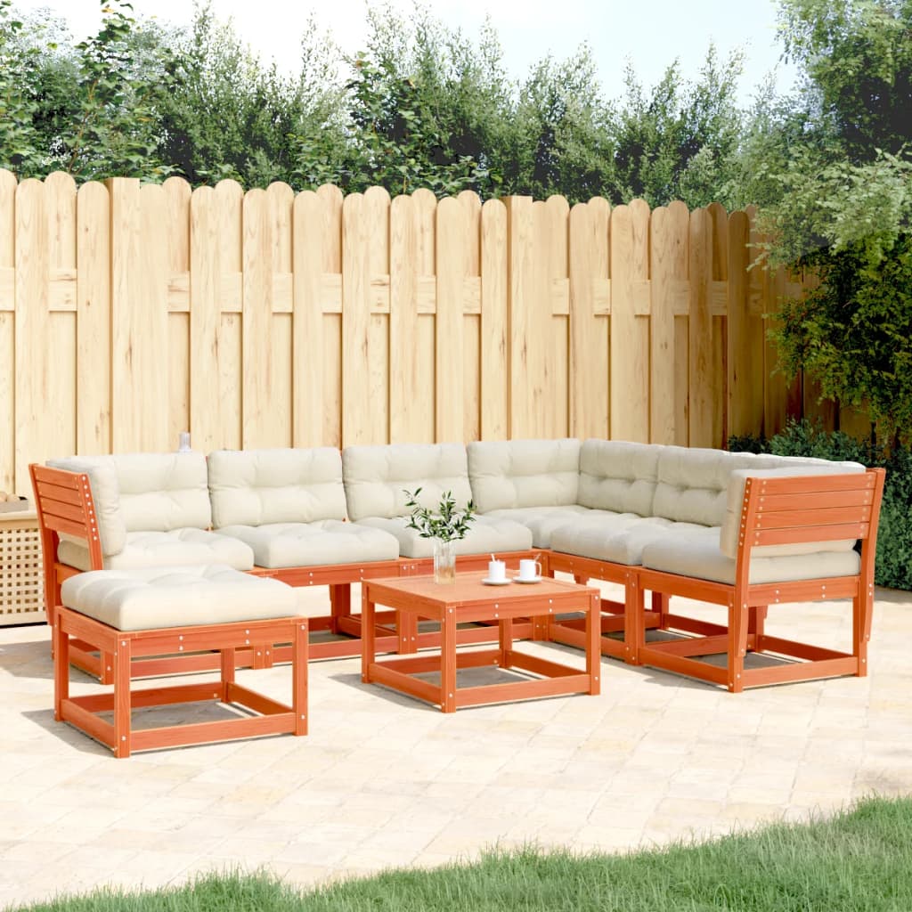 vidaXL 7tlg Garten-Lounge-Set mit Kissen Wachsbraun Massivholz Kiefer