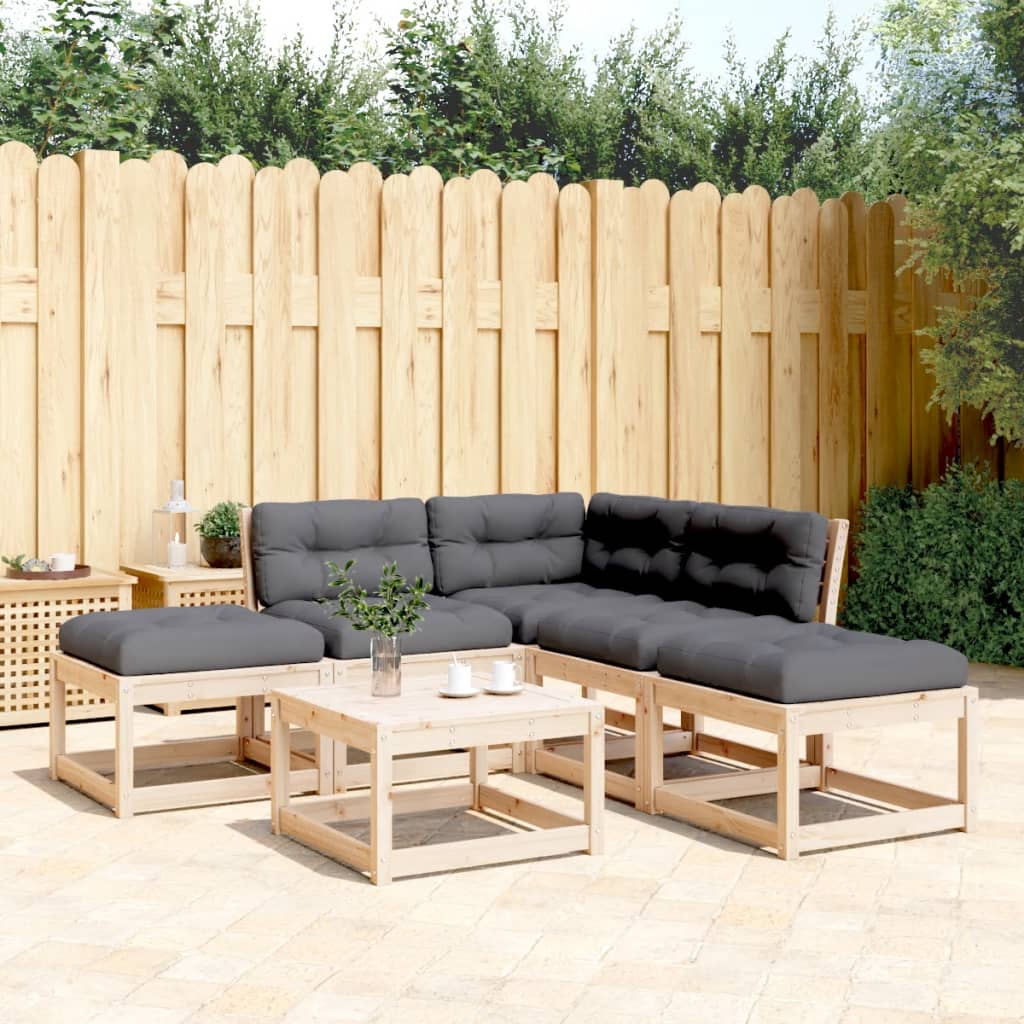 vidaXL Set canapele de grădină cu perne, 5 piese, lemn masiv de pin