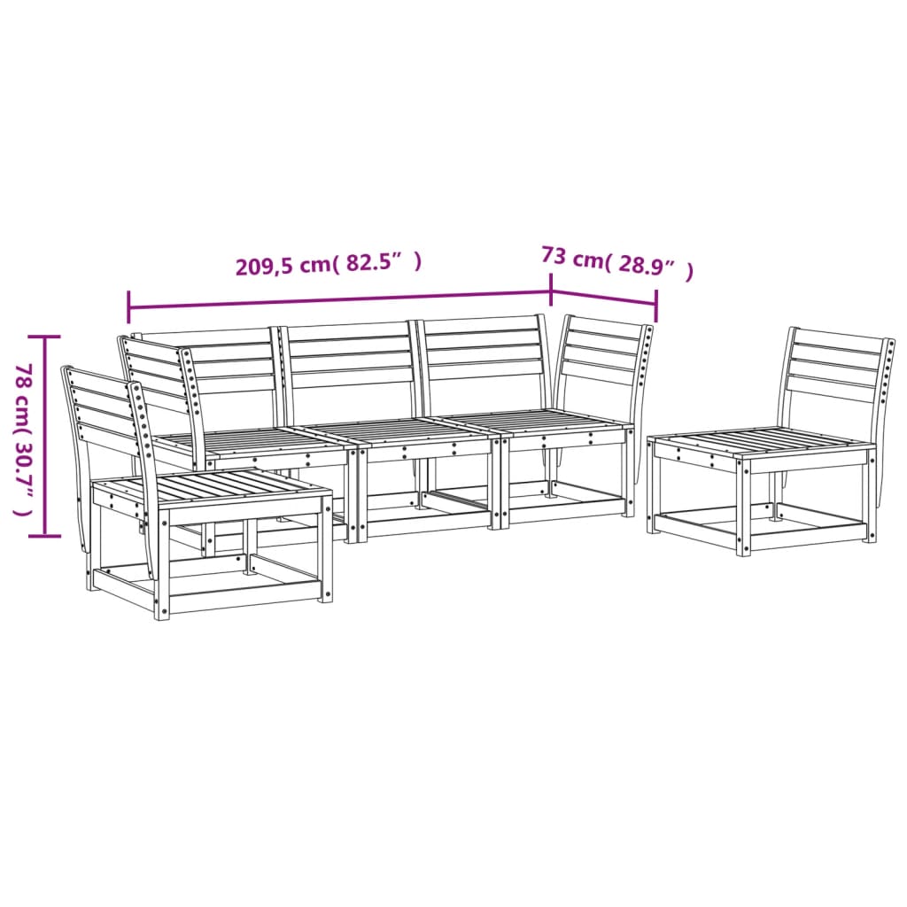 imagem de vidaXL 5 pcs conjunto de sofás para jardim madeira de pinho maciça8