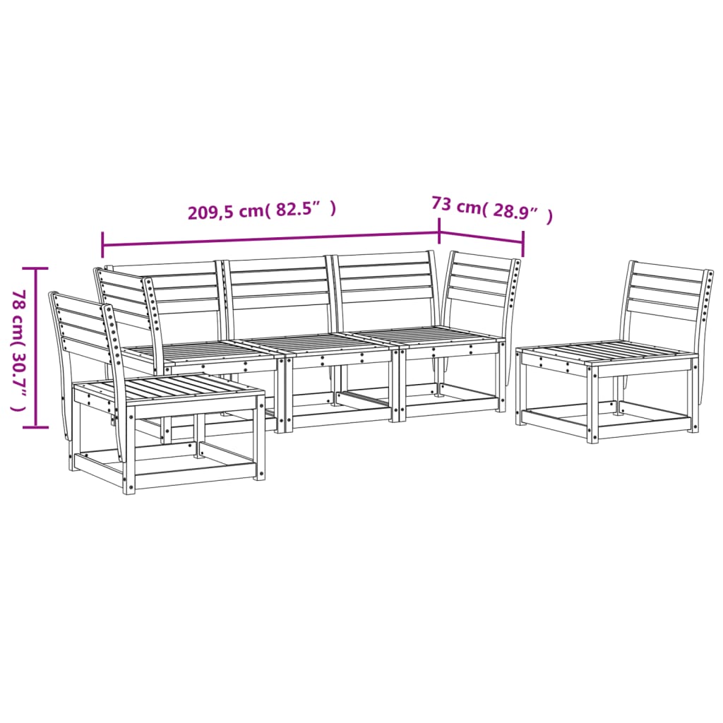 imagem de vidaXL 5 pcs conjunto de sofás para jardim madeira de pinho impregnada9