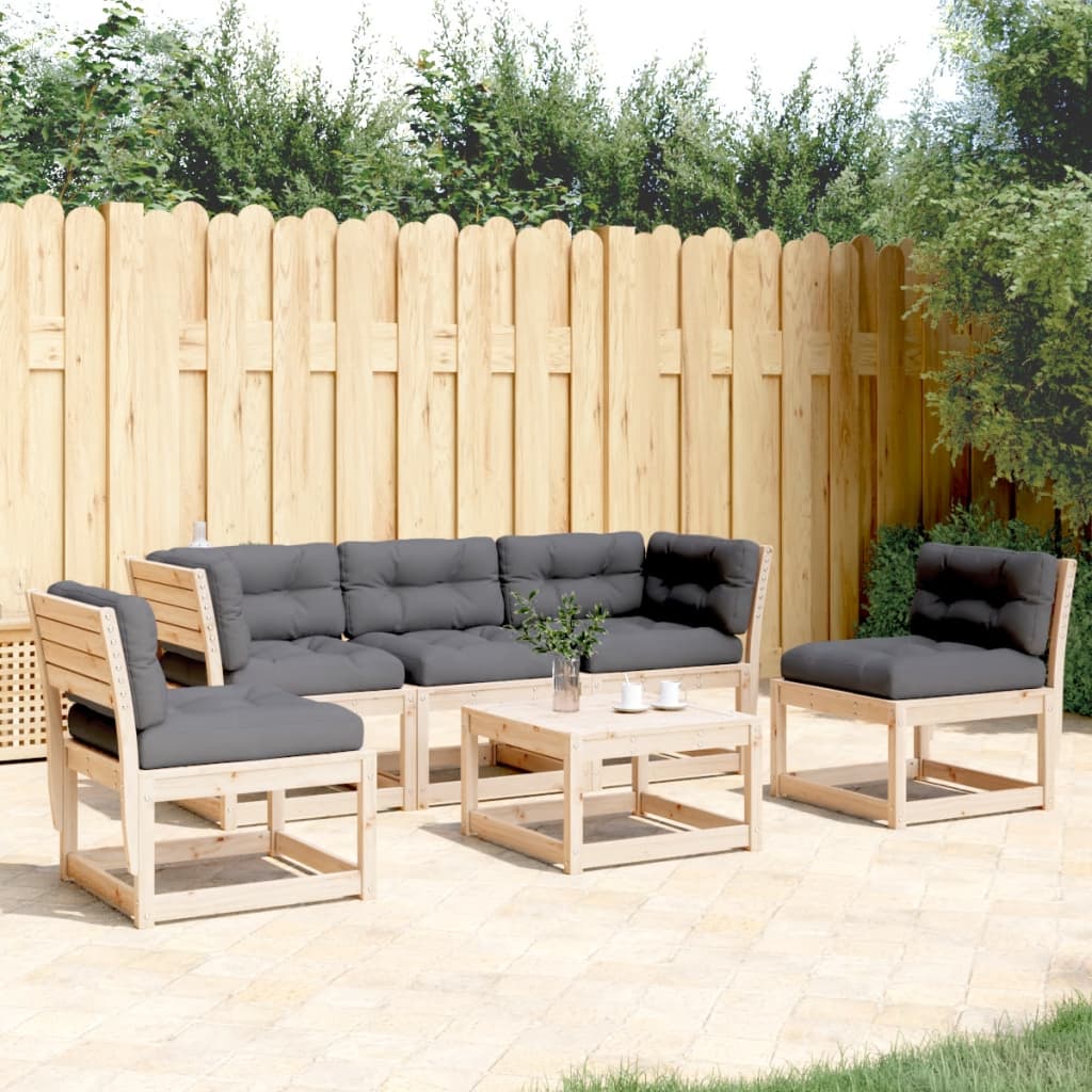 imagem de vidaXL 5 pcs conjunto de sofás de jardim com almofadões pinho maciço1