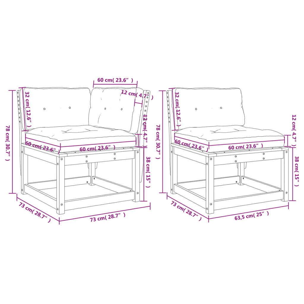 imagem de vidaXL 5 pcs conjunto de sofás de jardim com almofadões pinho maciço10