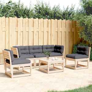 Vrtna sedežna garnitura 5-delna z blazinami trdna borovina