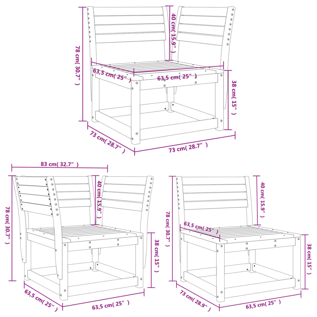 imagem de vidaXL 5 pcs conjunto de sofás para jardim madeira de pinho impregnada10