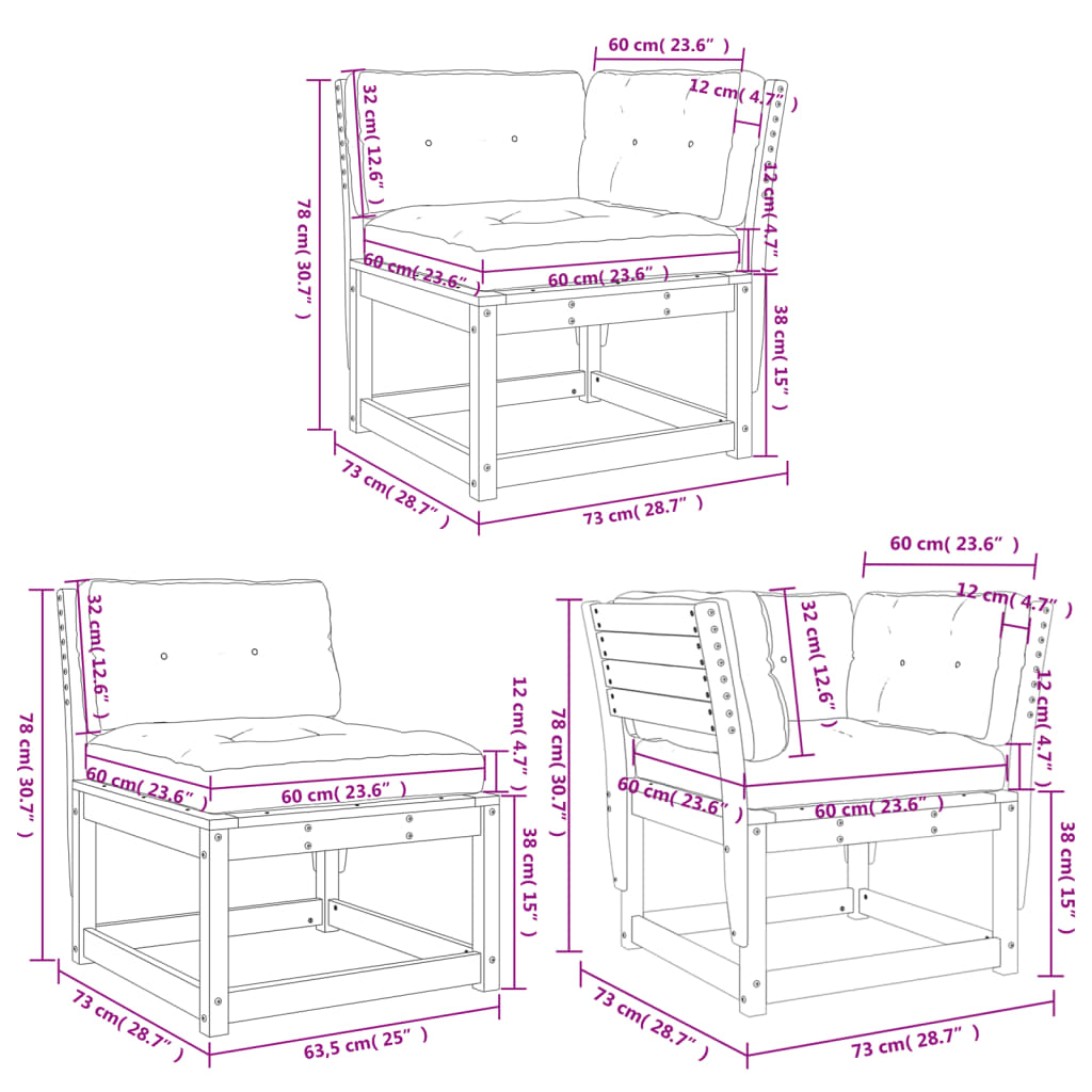 imagem de vidaXL 5 pcs conjunto sofás de jardim c/ almofadões pinho impregnado10