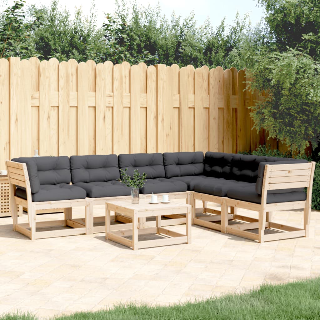 imagem de vidaXL 6 pcs conjunto de sofás de jardim c/ almofadões pinho maciço1