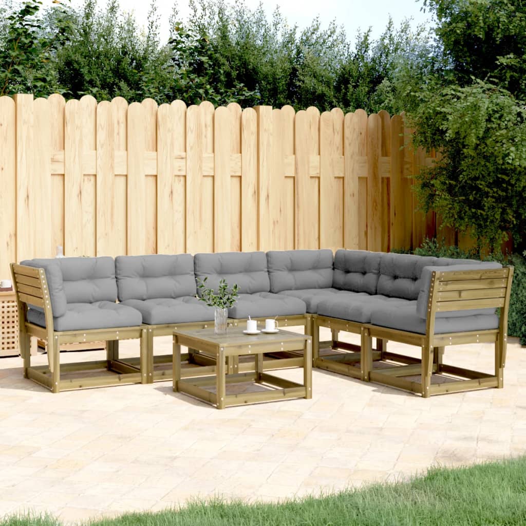 imagem de vidaXL 6 pcs conjunto sofás de jardim c/ almofadões pinho impregnado1