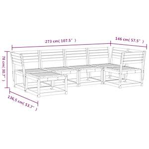 Vrtna sedežna garnitura 6-delna trdna borovina - slika 7