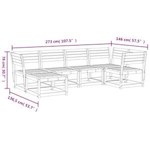 Vrtna sedežna garnitura 6-delna trden les douglas - slika 8