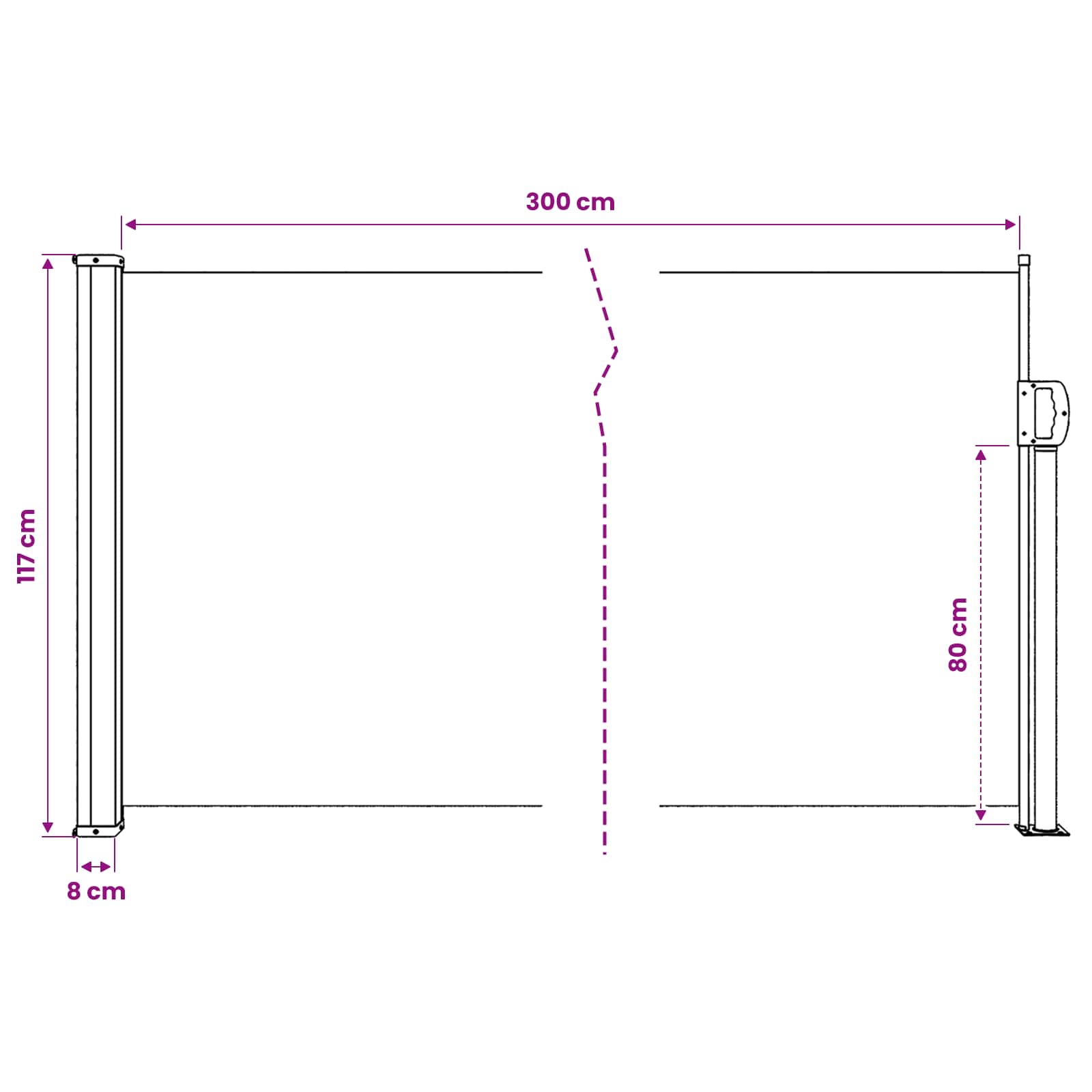 Retractable Side Awning size guide